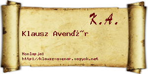 Klausz Avenár névjegykártya